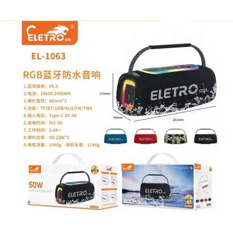 CAIXA DE SOM 50W PORTÁTIL BLUETOOTH COM LED ELETROMEX