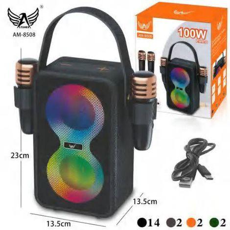 CAIXA DE SOM 100W BLUETOOTH COM RGB 2 MICROFONE ALTOMEX