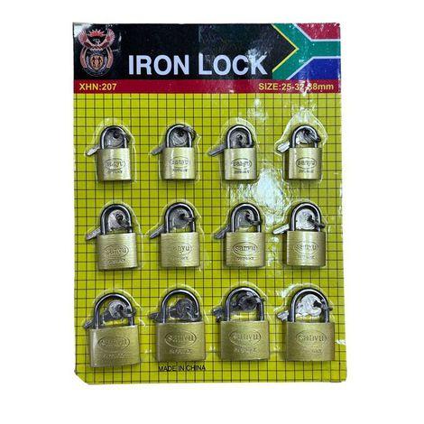 KIT COM 12 Cartela AMARELO De Cadeado C/ Variação De Tamanho 30-40-50mm