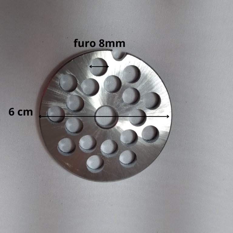 DISCO INOX FUROS 8MM PARA MOEDOR/PICADOR CARNE BOCA 8