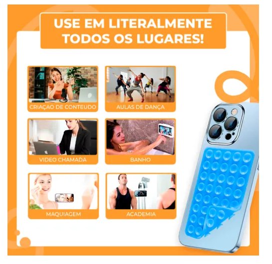 Suporte De Silicone Com Ventosa Para Celular Para Superfície