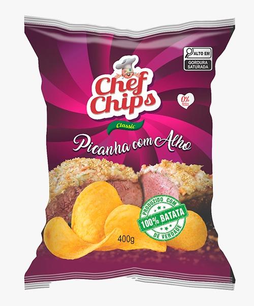 BATATA CHIPS LISA PICANHA C/ALHO 400GR