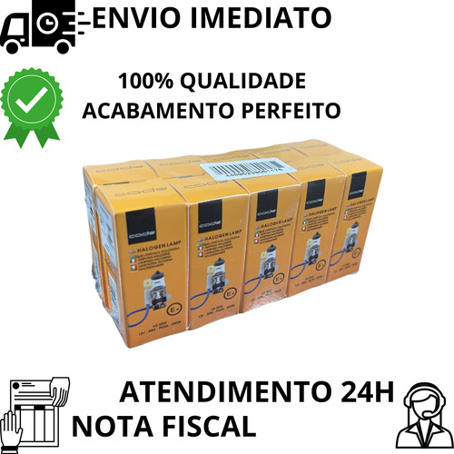 H3 12v Atacado Kit C/ 10  - 3200k  Lâmpada Halogena 55w Aux