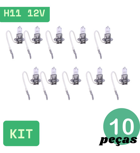 H3 12v Atacado Kit C/ 10  - 3200k  Lâmpada Halogena 55w Aux