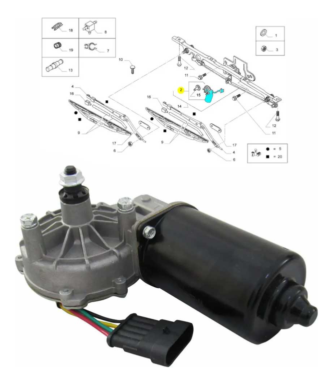 MOTOR DO LIMPADOR STRALIS/EUROTRAKKER/TECTOR/CURSOR/EUROCARG