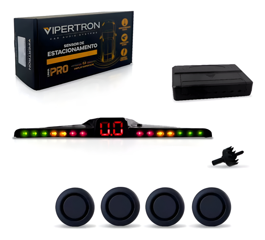 SENSOR DE ESTACIONAMENTO C/ DISPLAY SLIM OEM BRANCO 16,5MM