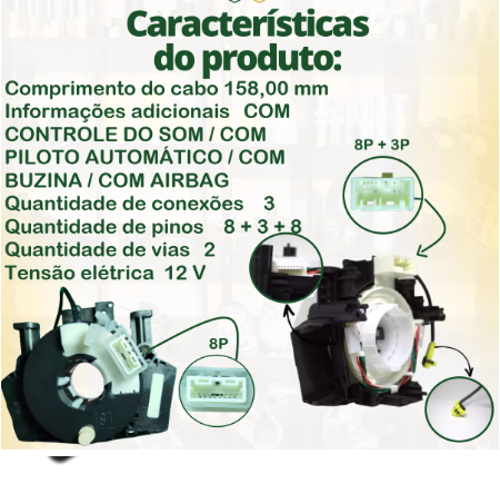 CINTA AIR BAG 2 CONECTORES 11 PINOS/8PINOS 1 CHICOTE  Nissan Frontier 2.5 Tiida Livina 1.8 Sentra 2.0