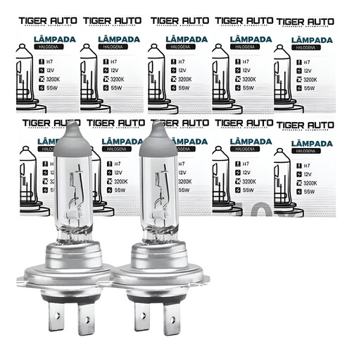 Kit Lâmpadas Automotiva H7 Halogena Comum 12v 3200k 10 Peças