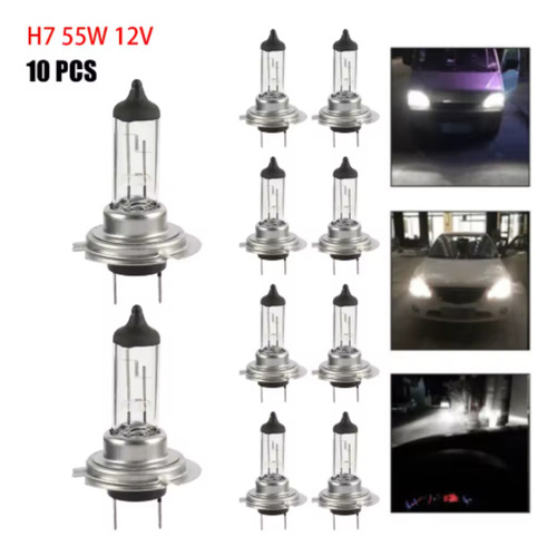 Kit Lâmpadas Automotiva H7 Halogena Comum 12v 3200k 10 Peças