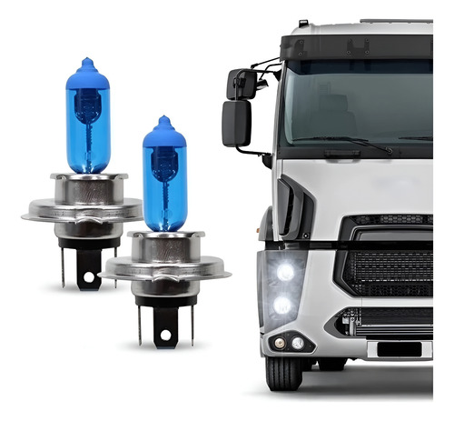 Kit Par De Lâmpadas Super Brancas H4 8500k Caminhão 75w 24v