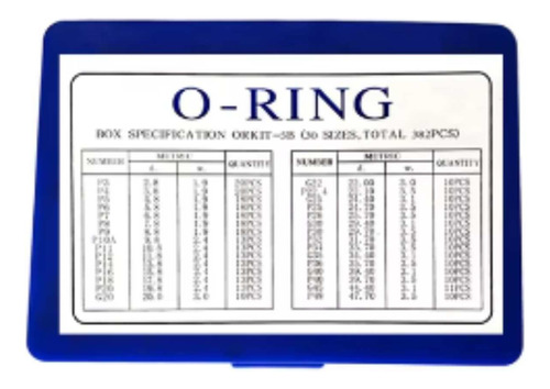 Kit Maleta Anél Vedação Oring O'ring Polegada 382 Peças Azul