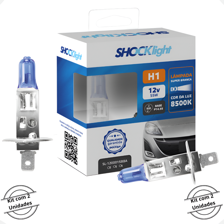 LAMPADA HALOGENA SUPER BRANCA H1 12V 55W