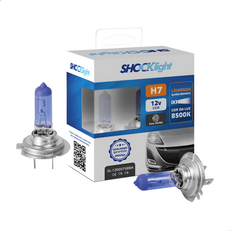 LAMPADA HALOGENA SUPER BRANCA H7. 12V 60/55W