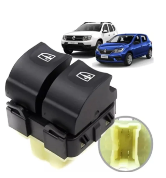 Iinterruptor De Vidro Esquerdo Renault Logan 2015 Até 2024 Duplo Fundo Branco