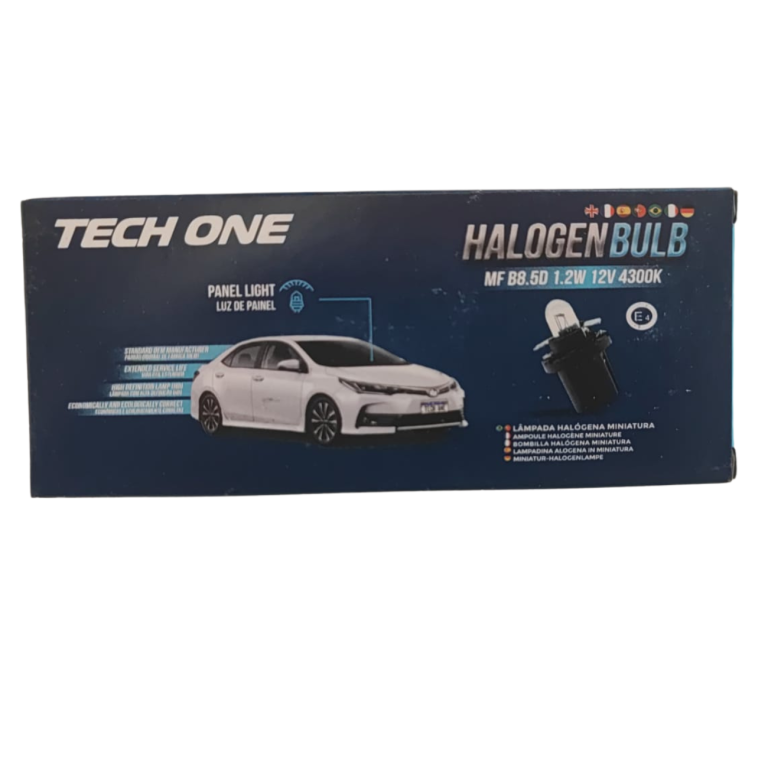 LAMPADA AUTOMOTIVA HALOGENA B8.5d MF 12V 1.2W 4300K CAIXA COM 10 UNIDADES MARCA TECH ONE