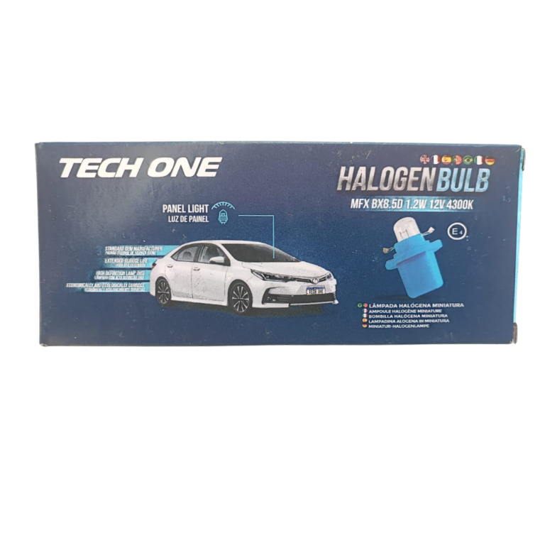 LAMPADA AUTOMOTIVA HALOGENA BX8.5D MFX 12V 1.2W 4300K CAIXA COM 10 UNIDADES MARCA TECH ONE