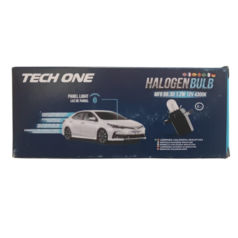 LAMPADA AUTOMOTIVA HALOGENA B8.3D MF8 12V 1.2W 4300K CAIXA COM 10 UNIDADES MARCA TECH ONE