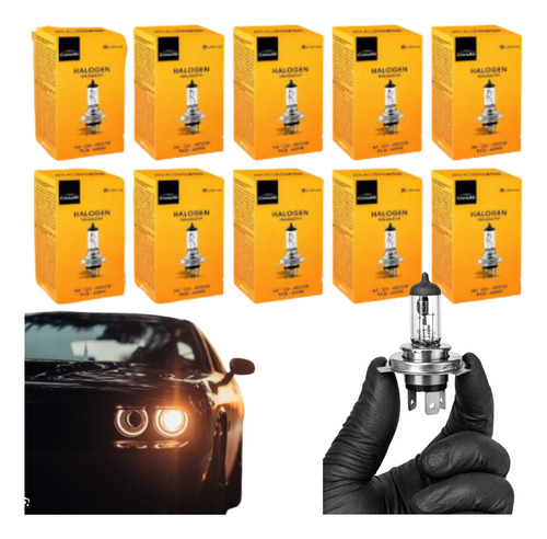 Kit 10 Lâmpadas Halogena H4 12v 55/60w Automotivo Atacado.