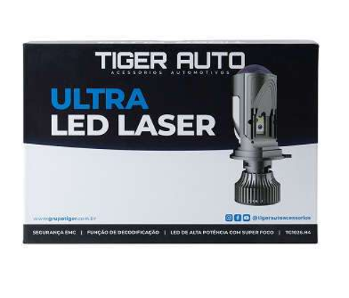LED LASER H4 DE ALTA POTENCIA COM PROJETOR 60W 6500K 12V/24V