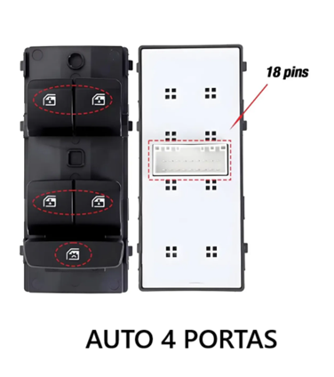 Interruptor Vidro Elétrico Hb20 2020 2021 2022 2023 2024 25  AUTO 4 PORTAS
