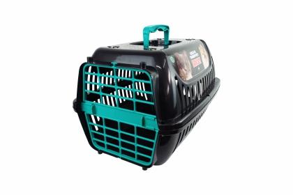 CAIXA DE TRANSPORTE N1 PREMIUM PRETO COM VERDE TIFANY (0295)- *brinqpet