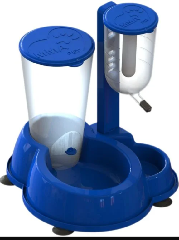 COMEDOURO E BEBEDOURO DUPLO AUTOMATICO LUXO ANTI-FORMIGA AZUL