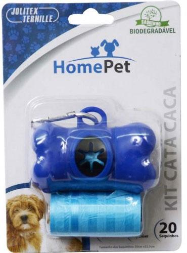 KIT CATA CACA C/ 02 ROLOS E 01 PORTA SACO AZUL (1002004)- *homepet
