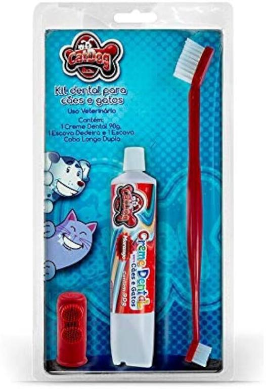KIT DENTAL PET 1 DENTAL MORANGO 90G + 1 DEDEIRA (001.055)-*catdog
