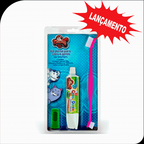 KIT DENTAL PET 3 UNIDADES (CREME MENTA 90G, DEDEIRA, CERDA DUPLA) - 001.298 - *catdog