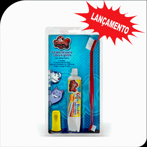 KIT DENTAL PET 3 UNIDADES (CREME NEUTRO 90G, DEDEIRA, CERDA DUPLA) - 001.300 - *catdog