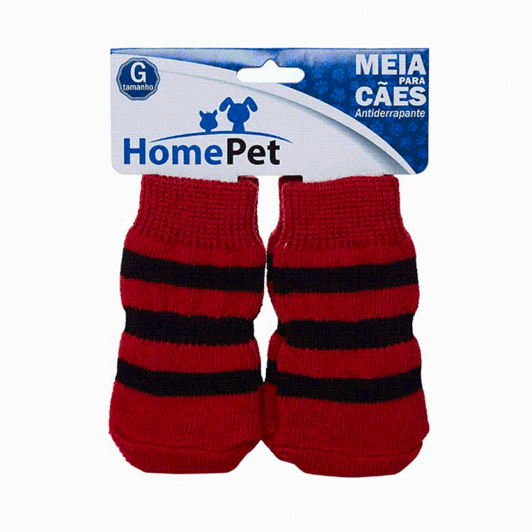 MEIA VERMELHA C/ LISTRAS PRETAS TAM G (1001010)- *homepet