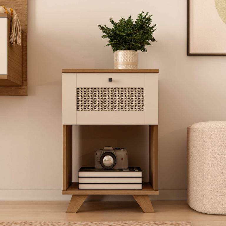 MESA APOIO TRAMA CINAMOMO OFF WHITE
