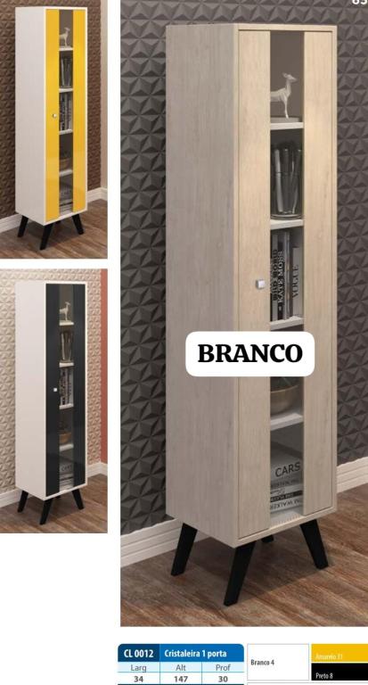 CRISTALEIRA 1 PORTA 34CM BRANCO CL0012