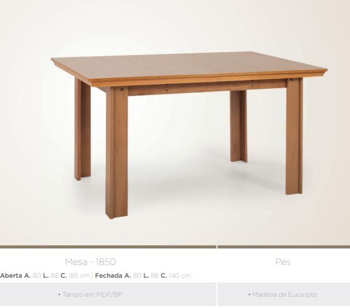 MESA POMPEIA 185ABERTO 140 FECHADA CARVALHO NICE 1850