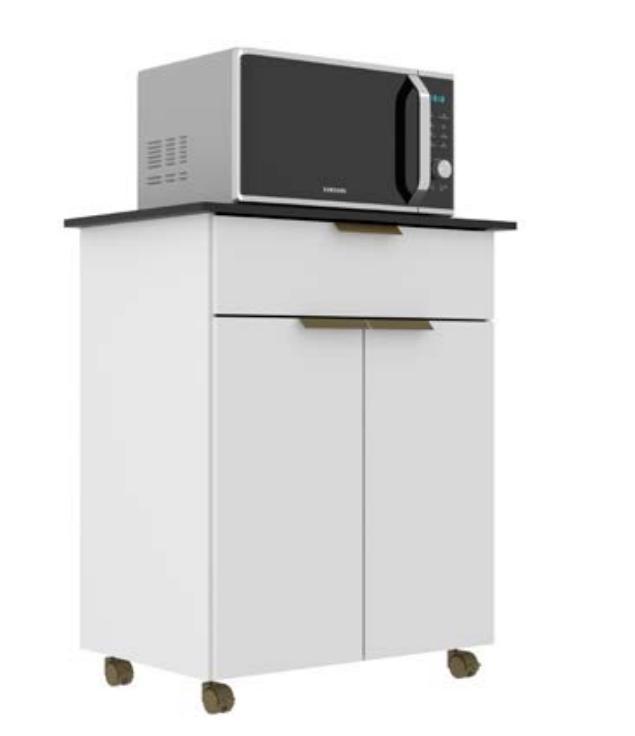 BALCAO PARA FORNO COM GAVETA BRANCO/PRETO REF555