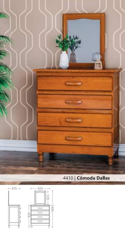 COMODA DALLAS 4 GAV COM ESPELHO REF4410