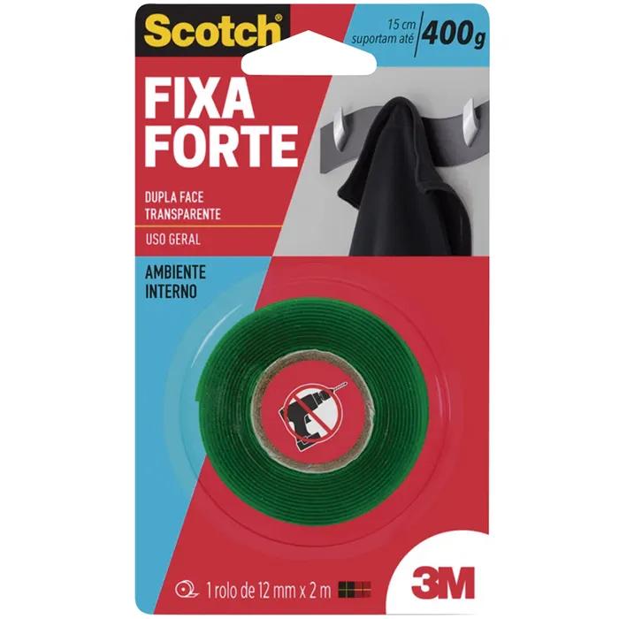 FITA DUPL FACE TRANSP FIXA FORTE 12MMX2M 3M
