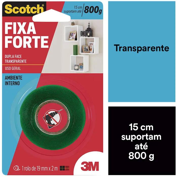 FITA DUPL FACE TRANSP FIXA FORTE 19MMX2M 3M