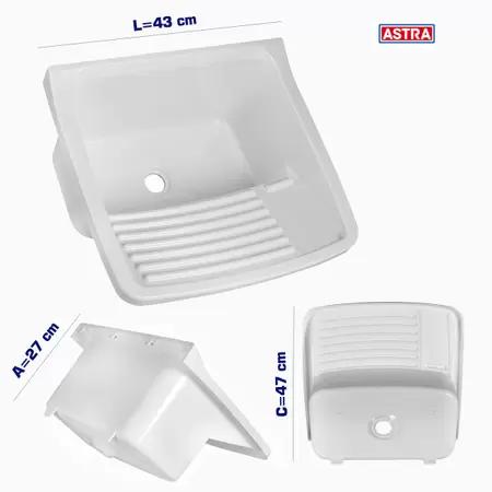 TANQUE PLASTICO 22 LTS BRANCO 47x43x28 ASTRA