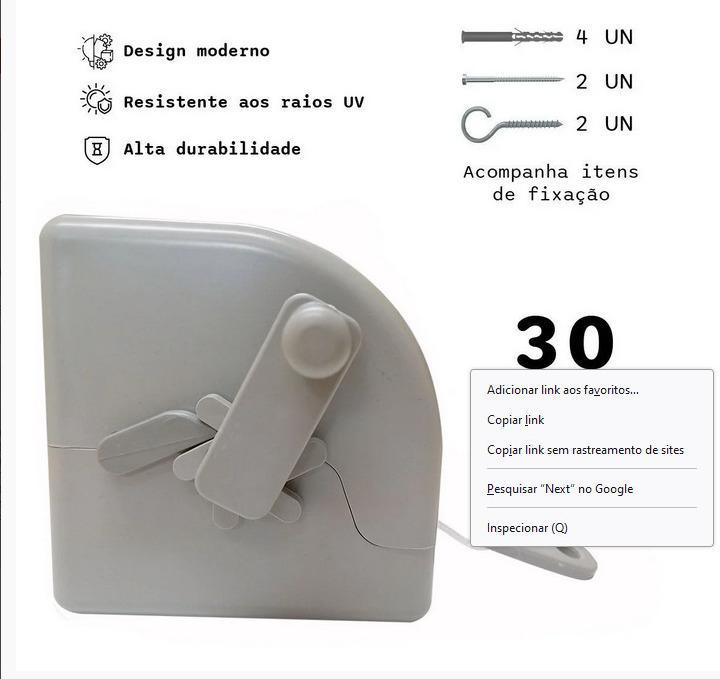 VARAL RECOLHIVEL MANUAL OIRAM 30M Branco