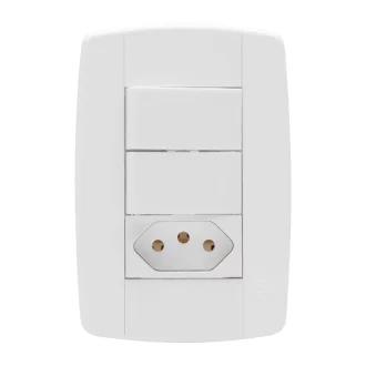 INTERRUPTOR 2 SIMPLES + 1 TOMADA 2X4 10A BRANCO LEVE ILUMI