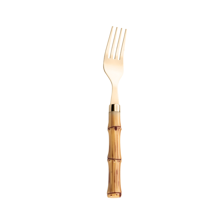 Garfo Refeição inox com Cabo Plástico Bambu Dourado