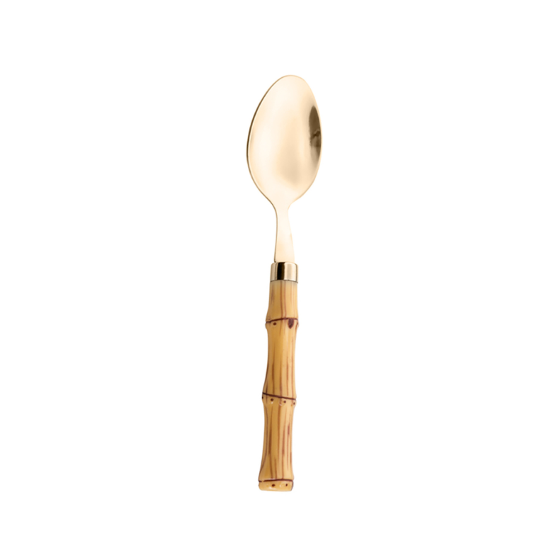 Colher Sopa Aço Inox com Cabo Plástico Bambu Dourado