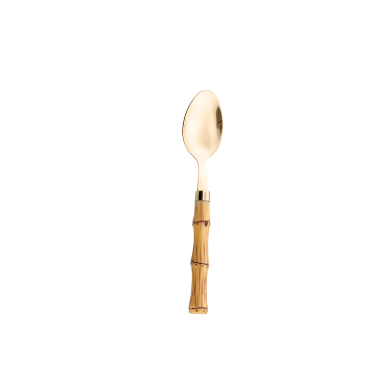 Colher Sobremesa de Aço Inox com Cabo Plástico Bambu Dourado