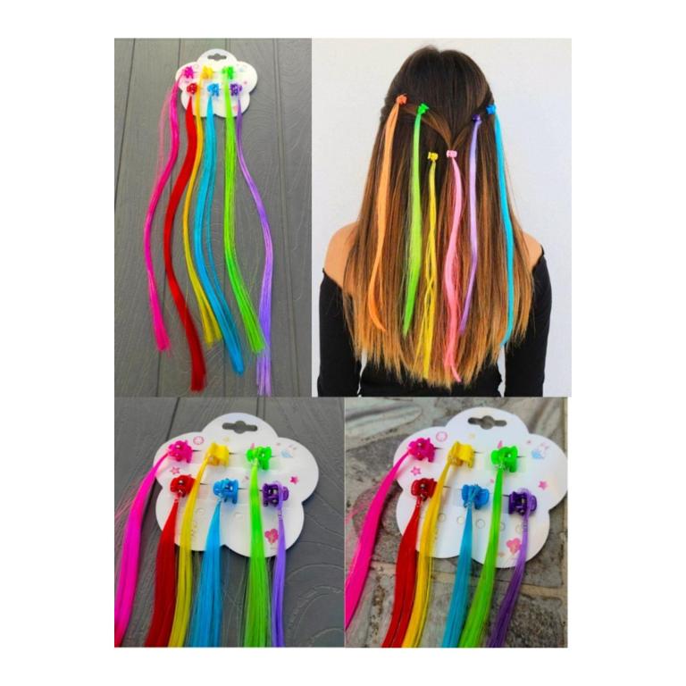 Kit 6 Mecha Aplique De Cabelo Mini Piranha Tererê Infantil