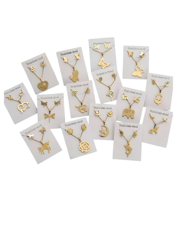 Conjunto Colar E Brinco  Aço Inox Kit Atacado 12 Unidades
