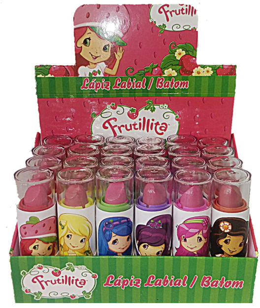 Batom Brilho Labial Moranguinho Infantil 24 Unidades Atacado