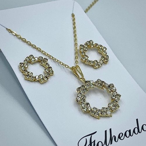 12 Kits Colar + Brinco Revenda Conjunto Folheado Atacado