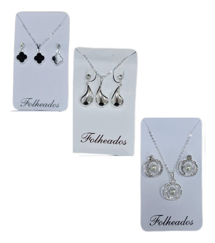 12 Kit Colar  Brinco Revenda Conjunto Folheado Prata Atacado