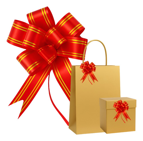 100 Laços Pronto Fácil Mágico P 11mmx205m Fita P/ Presente Vermelho Lisa